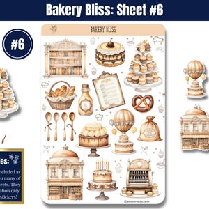 Step into the warm, buttery aroma of your favorite neighborhood bakery with “Bakery Bliss” — Sticker Sheets filled with pastries, kitchen tools, and all the sweet details that make baking so magical. Designed in soft tans, creamy whites, and gentle browns, this set brings the charm of a cozy bakery straight to your planner, journal, or craft project.