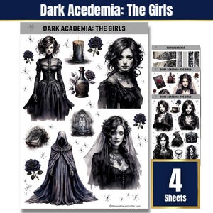 Gothic Grunge Aesthetic, BUJO Planner and Journal Stickers, Bullet Journal Dark Academia Aesthetic, Halloween Stickers, Women Dark Academia