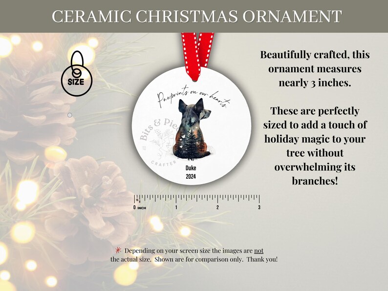 Personalized Ceramic Dog Memorial Ornament for Christmas Tree, Dog