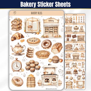 Step into the warm, buttery aroma of your favorite neighborhood bakery with “Bakery Bliss” — Sticker Sheets filled with pastries, kitchen tools, and all the sweet details that make baking so magical. Designed in soft tans, creamy whites, and gentle browns, this set brings the charm of a cozy bakery straight to your planner, journal, or craft project.