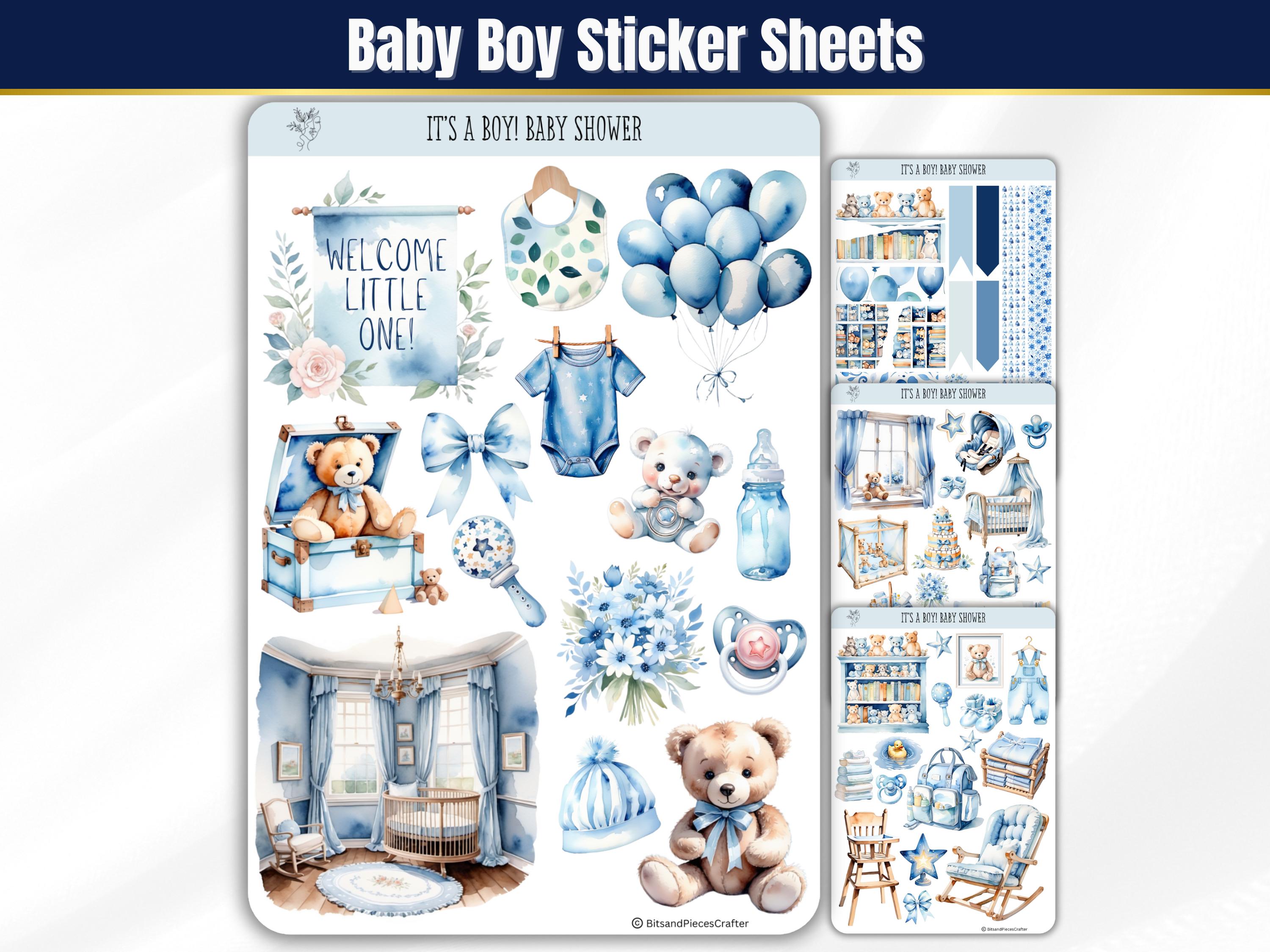 Baby Boy Sticker Sheets, Nursery Planner Stickers, Watercolor Journal ...