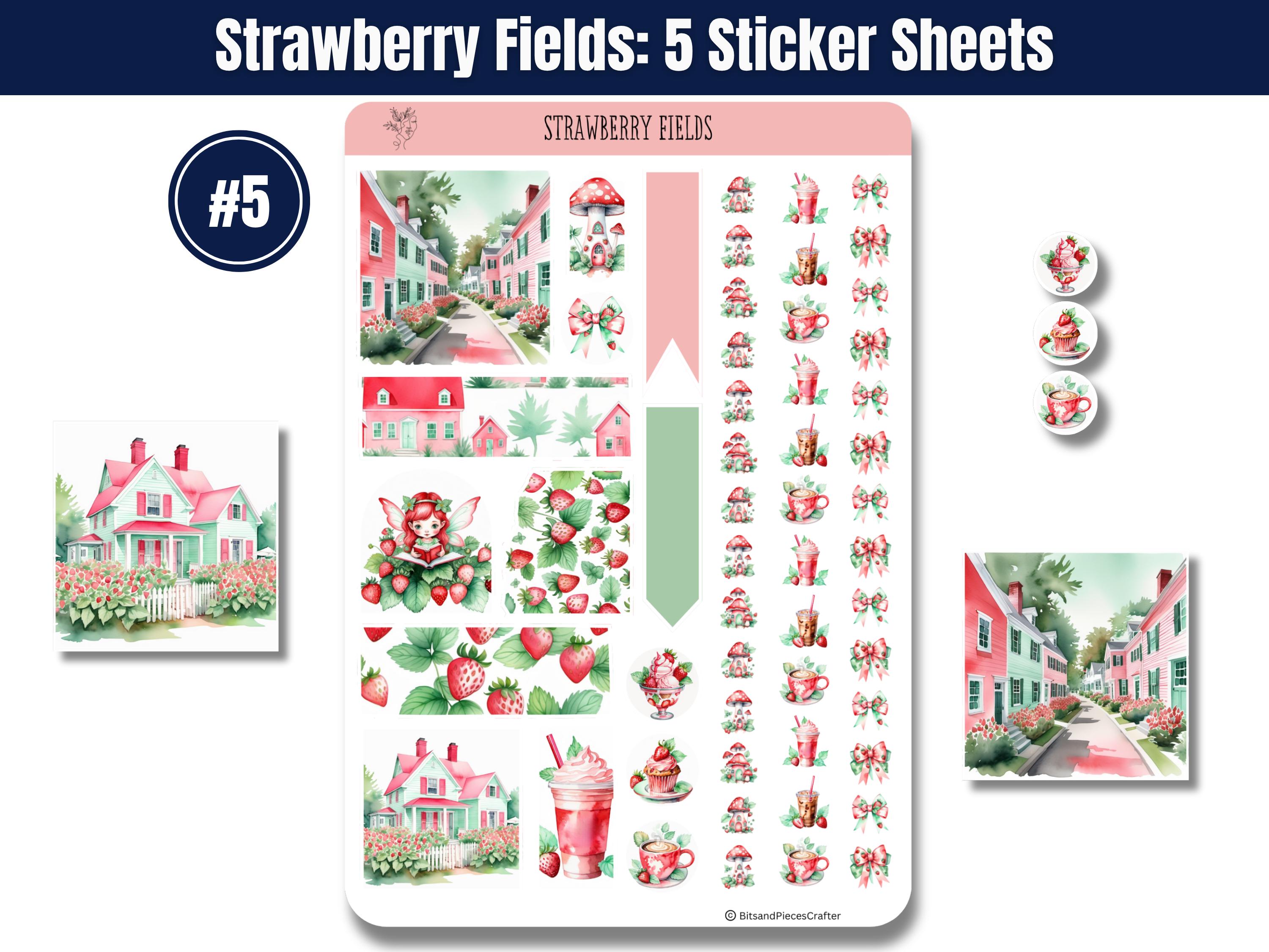 Strawberry Fields Sticker Sheets, Planner Stickers, Bullet Journal ...