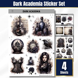 Victorian Gothic Grunge Aesthetic, 2025 Planner and Journal Stickers, Bullet Journal Dark Academia Aesthetic, Grey Black Stickers, Scrapbook