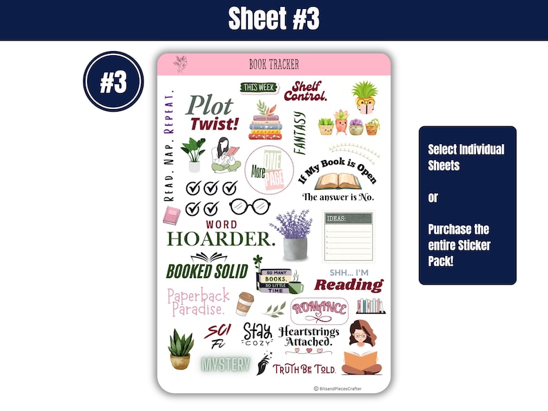 Track your reading journey with our book tracker stickers. Includes single book covers and bookshelf style stickers to write book titles on spines. Perfect for journals and planners. Matte finish for easy writing. A must have for book lovers!
