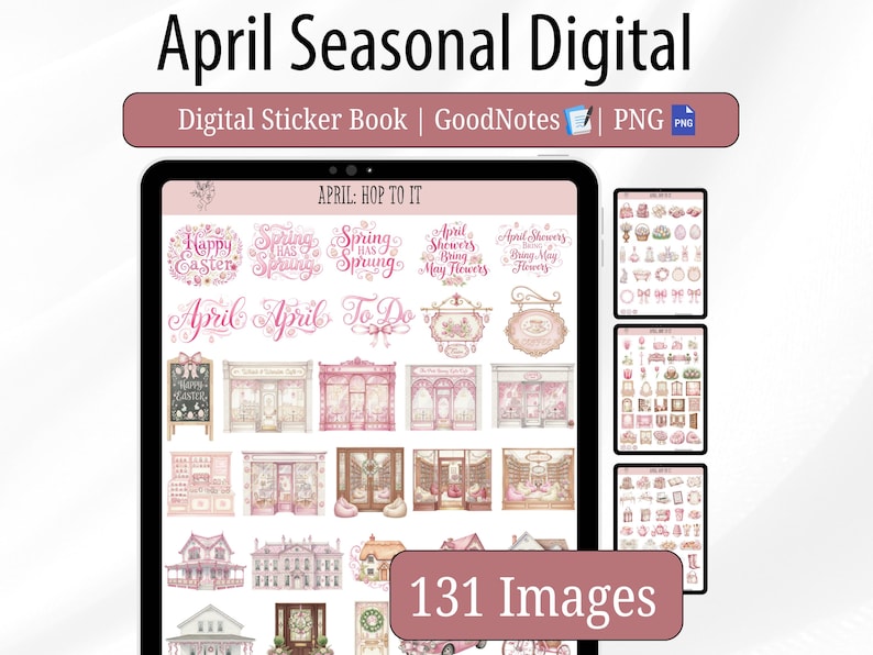 April Spring Aesthetic Digital Sticker Book, 131 Digital Stickers for ...