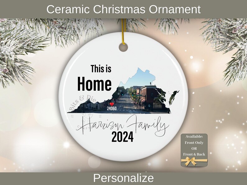 Personalized VT Blacksburg Hokie Family Ornament Custom Name & Year