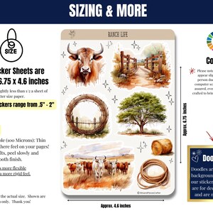 🐂🏇 Capture the essence of ranch life with these sticker sheets! Featuring cattle, horses, barns, hay bales, chickens, and more in warm browns & creams. Perfect for planners, journals, & scrapbooking! 🌾🐔✨ #WesternStickers #RanchLife