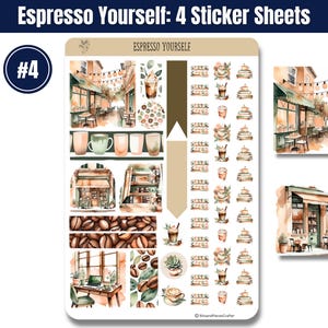 Indulge in the ultimate coffee experience with this beautifully designed Coffee Lover’s Sticker Pack! Whether you're a coffee enthusiast, planner addict, or journaling lover, this 4-sheet sticker set brings the warm and cozy vibes of your favorite café right to your creative space. Featuring coffee cups, café scenes, baked goods, and cozy coffee moments, these high-quality stickers are perfect for decorating planners, scrapbooks, bullet journals, and more!