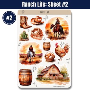🐂🏇 Capture the essence of ranch life with these sticker sheets! Featuring cattle, horses, barns, hay bales, chickens, and more in warm browns & creams. Perfect for planners, journals, & scrapbooking! 🌾🐔✨ #WesternStickers #RanchLife