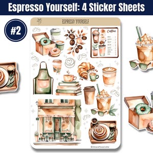 Indulge in the ultimate coffee experience with this beautifully designed Coffee Lover’s Sticker Pack! Whether you're a coffee enthusiast, planner addict, or journaling lover, this 4-sheet sticker set brings the warm and cozy vibes of your favorite café right to your creative space. Featuring coffee cups, café scenes, baked goods, and cozy coffee moments, these high-quality stickers are perfect for decorating planners, scrapbooks, bullet journals, and more!