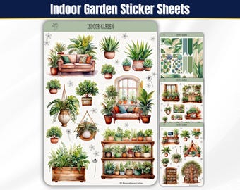 Indoor Plant Sticker Sheets: Cozy Greenhouse Indoor Garden Planner Stickers for planners, journals, and scrapbooks, Succulents, potted plant