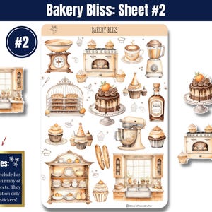 Step into the warm, buttery aroma of your favorite neighborhood bakery with “Bakery Bliss” — Sticker Sheets filled with pastries, kitchen tools, and all the sweet details that make baking so magical. Designed in soft tans, creamy whites, and gentle browns, this set brings the charm of a cozy bakery straight to your planner, journal, or craft project.