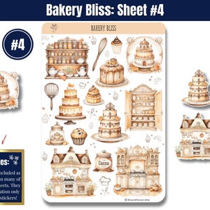 Step into the warm, buttery aroma of your favorite neighborhood bakery with “Bakery Bliss” — Sticker Sheets filled with pastries, kitchen tools, and all the sweet details that make baking so magical. Designed in soft tans, creamy whites, and gentle browns, this set brings the charm of a cozy bakery straight to your planner, journal, or craft project.