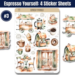 Indulge in the ultimate coffee experience with this beautifully designed Coffee Lover’s Sticker Pack! Whether you're a coffee enthusiast, planner addict, or journaling lover, this 4-sheet sticker set brings the warm and cozy vibes of your favorite café right to your creative space. Featuring coffee cups, café scenes, baked goods, and cozy coffee moments, these high-quality stickers are perfect for decorating planners, scrapbooks, bullet journals, and more!