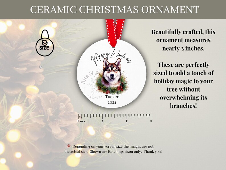 Personalized Dog Christmas Ornament Custom Ceramic Keepsake W/ Dog's