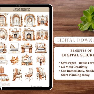 Autumn Aesthetic Digital Sticker Book with 127 professionally edited watercolor-style digital stickers. Includes a pre-cropped GoodNotes file and transparent PNGs for Notability, Penly, Samsung Notes, Xodo, and more. Instant digital download only—no physical product will be shipped.