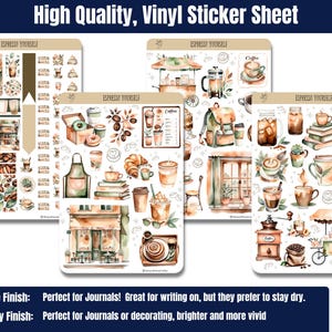 Indulge in the ultimate coffee experience with this beautifully designed Coffee Lover’s Sticker Pack! Whether you're a coffee enthusiast, planner addict, or journaling lover, this 4-sheet sticker set brings the warm and cozy vibes of your favorite café right to your creative space. Featuring coffee cups, café scenes, baked goods, and cozy coffee moments, these high-quality stickers are perfect for decorating planners, scrapbooks, bullet journals, and more!