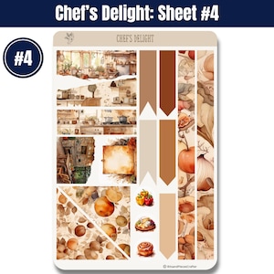 Cooking and Baking Planner Sticker Sheets, Watercolor Kitchen Journal Stickers, BuJo Scrapbook Stickers, Cottagecore Chef Aesthetic Stickers 画像 5