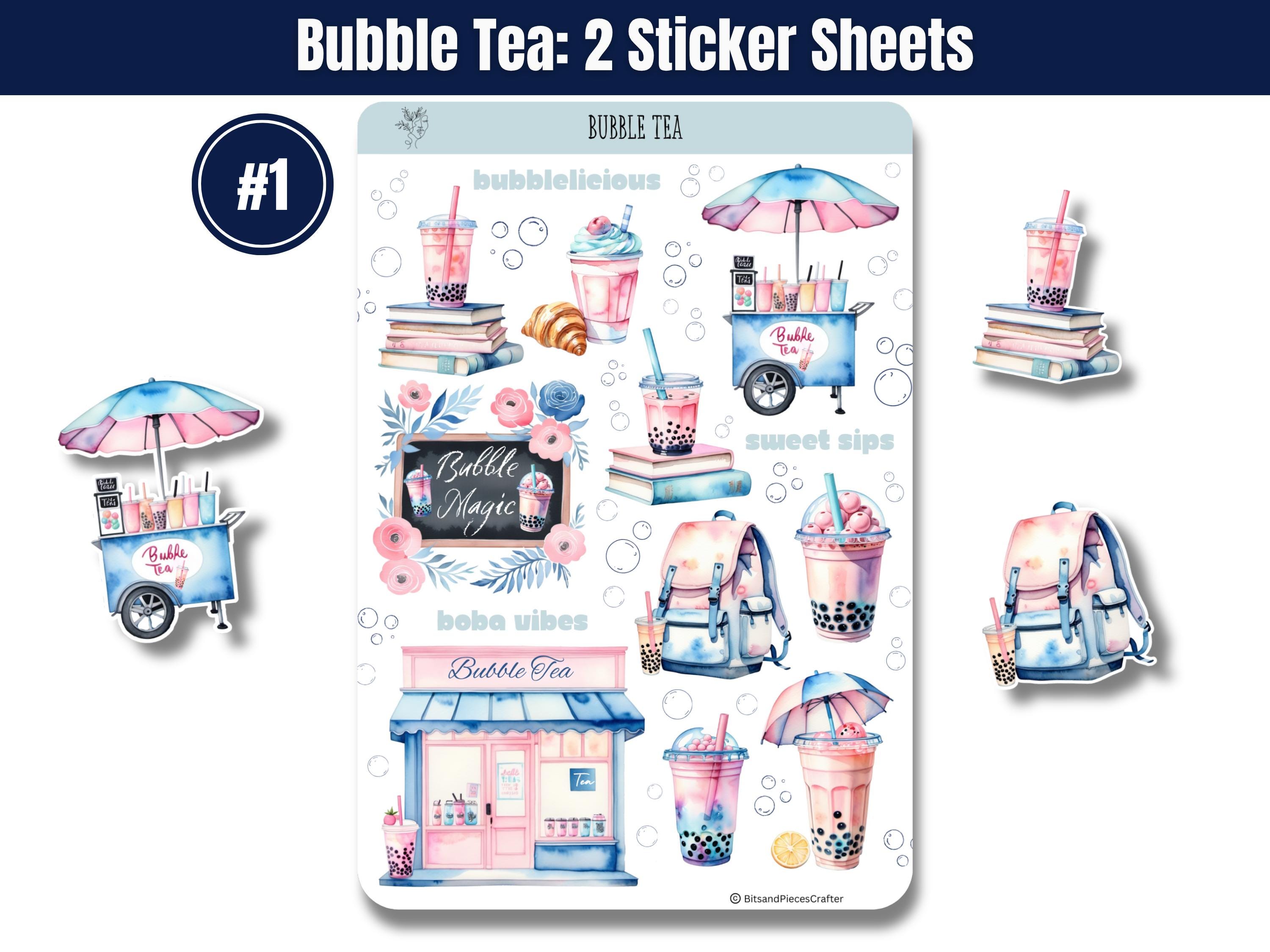 Bubble Tea Besties Sticker Sheets: Planner & Journal Boba Stickers ...