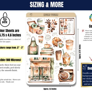 Indulge in the ultimate coffee experience with this beautifully designed Coffee Lover’s Sticker Pack! Whether you're a coffee enthusiast, planner addict, or journaling lover, this 4-sheet sticker set brings the warm and cozy vibes of your favorite café right to your creative space. Featuring coffee cups, café scenes, baked goods, and cozy coffee moments, these high-quality stickers are perfect for decorating planners, scrapbooks, bullet journals, and more!
