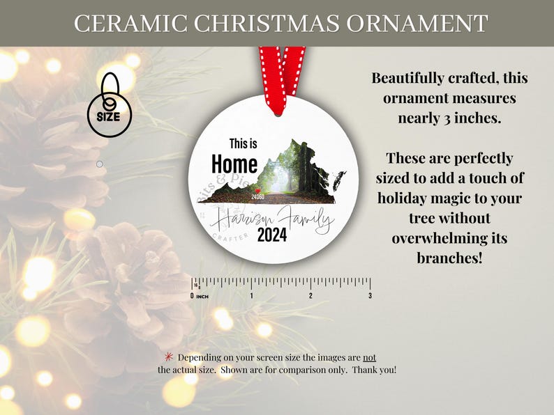 Personalized VT Blacksburg Hokie Family Ornament Custom Name & Year