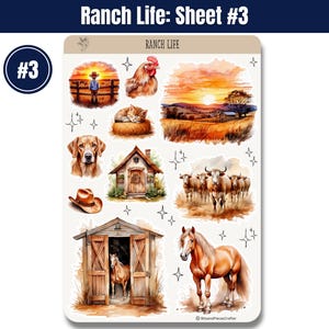 🐂🏇 Capture the essence of ranch life with these sticker sheets! Featuring cattle, horses, barns, hay bales, chickens, and more in warm browns & creams. Perfect for planners, journals, & scrapbooking! 🌾🐔✨ #WesternStickers #RanchLife