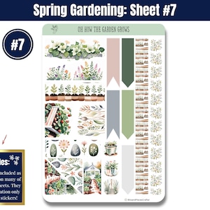 Bring your love of gardening to life with these gardening stickers in soft greens and neutrals! Featuring vegetable gardens, tools, flowers, sprouts, seed trays, trellises, wind chimes, a gnome, and more, plus an embellishment page. Perfect for planners, journals, and scrapbooking. Printed on high-quality matte or glossy vinyl for vibrant, long-lasting colors. A must-have for any garden lover! 🌿✨