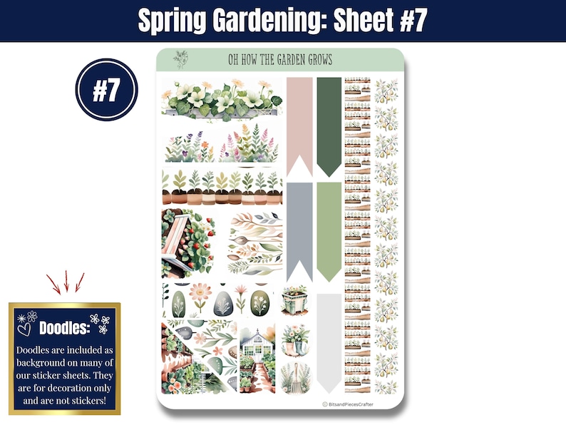 Bring your love of gardening to life with these gardening stickers in soft greens and neutrals! Featuring vegetable gardens, tools, flowers, sprouts, seed trays, trellises, wind chimes, a gnome, and more, plus an embellishment page. Perfect for planners, journals, and scrapbooking. Printed on high-quality matte or glossy vinyl for vibrant, long-lasting colors. A must-have for any garden lover! 🌿✨