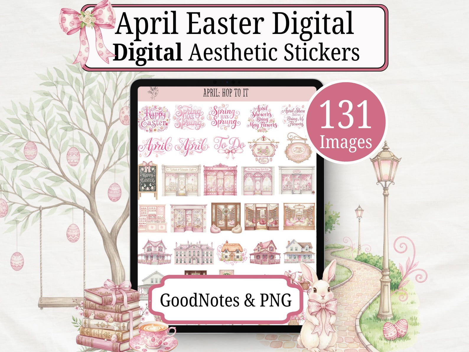 April Spring Aesthetic Digital Sticker Book, 131 Digital Stickers for ...