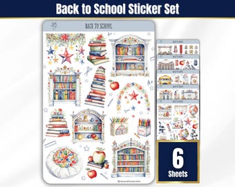 Back to School Sticker Sheets, Fall Planner and Junk Journal Stickers, Watercolor Aesthetic School and Teacher Appreciation Stickers