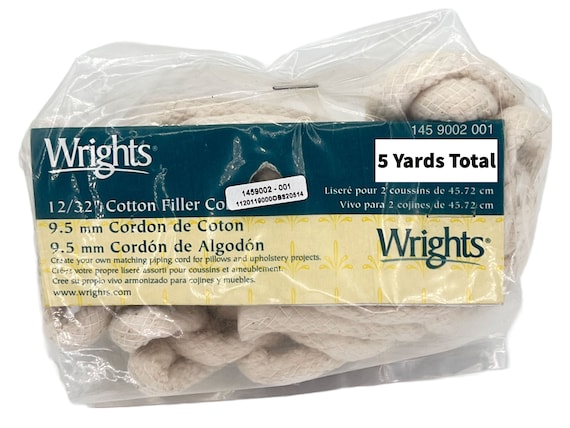 5 Yards of Wrights Cotton Filler Cord, Piping for Pillows, 12/32, Great for  Creating Your Own Matching Piping on Pillows and Upholstery 