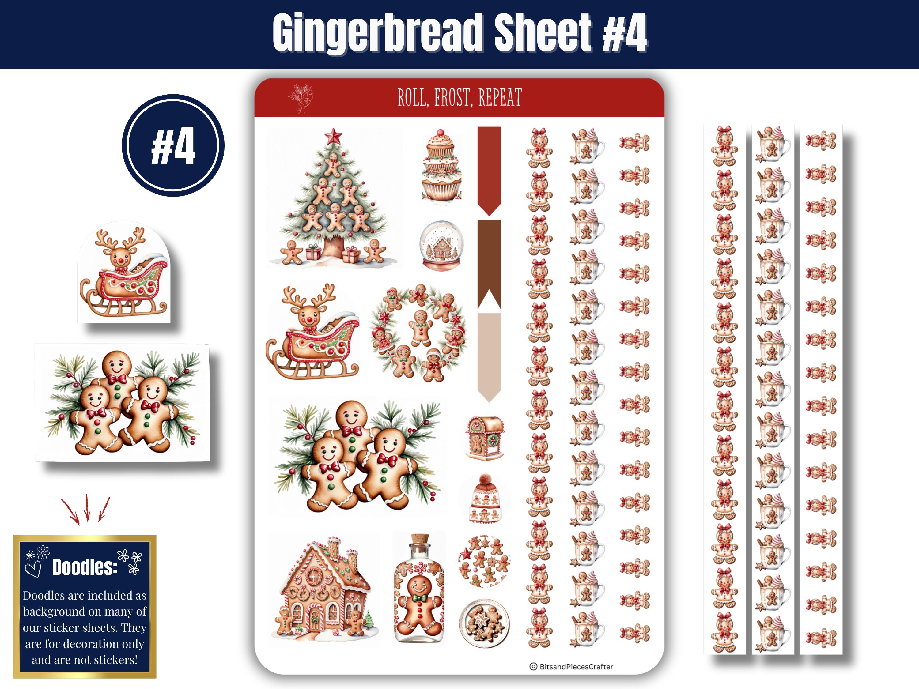 Gingerbread Sticker Craft Gingerbread Sticker Sheets, Christmas Planner and Journal Stickers ...