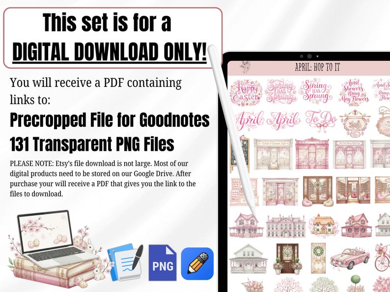 April Spring Aesthetic Digital Sticker Book, 131 Digital Stickers for ...