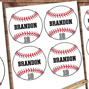Baseball Tags bearbeitbare Namen Zahlen Farben, 3 Größen inklusive, DIY Vorlage druckbar, Baseball Party Dekor, Baseball Gunst Tags Bball