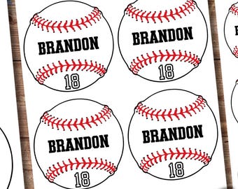 Baseball Tags Editable Names Numbers Colors, 3 Sizes Included, DIY Template Printable, Baseball Party Decor, Baseball Favor Tags Bball
