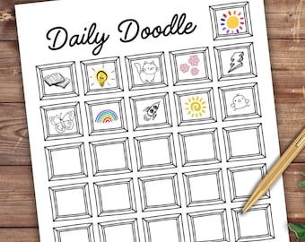 Daily Doodle Frame Printable Journal Planner Page Drawing Page Doodle Challenge Fun Trackers 8.5x11 A4 Art Craft Book Doodle Of The Day