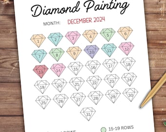 Diamond Painting Tracker PRINTABLE Journal Page A4 8.5x11 Habit Tracker Diamond Art Journal Page Track Diamond Painting Hobby Tracker Month