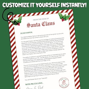 ¿Es real Santa Claus? Carta de los padres para explicarle a su hijo qué es Santa Claus Plantilla personalizable (descarga instantánea, editable en Canva)