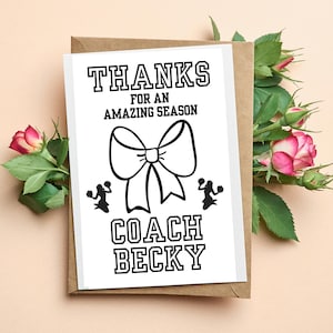 Merci Coach Card à colorier à imprimer | PERSONNALISÉE Merci carte Cheer Coach équipe de pom-pom girls prête à imprimer | Téléchargement instantané