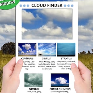 Cloudidentificatie Viewer Identifier Hunt Afdrukbare Finder Cloudtype Thuisonderwijs Wetenschap Leraar Lesplan Montessori-boekenplank