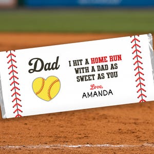 Presente de Dia dos Pais para Pais de Filha Jogadora de Softball - Embalagem de Barra de Chocolate Personalizada para Imprimir - Download Instantâneo - Presente DIY para Pai de Softball