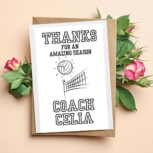 Danke Coach Karte Malseite | PERSONALISIERTE Dankeschön-Volleyball-Trainerkarte vom Team bereit zum Drucken | Sofort Download