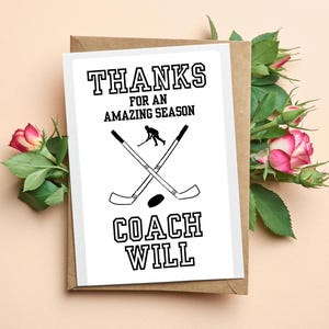 Danke Coach Karte Malseite | PERSONALISIERT Danke Hockey-Trainer-Karte vom Team bereit zum Drucken | Sofort Download