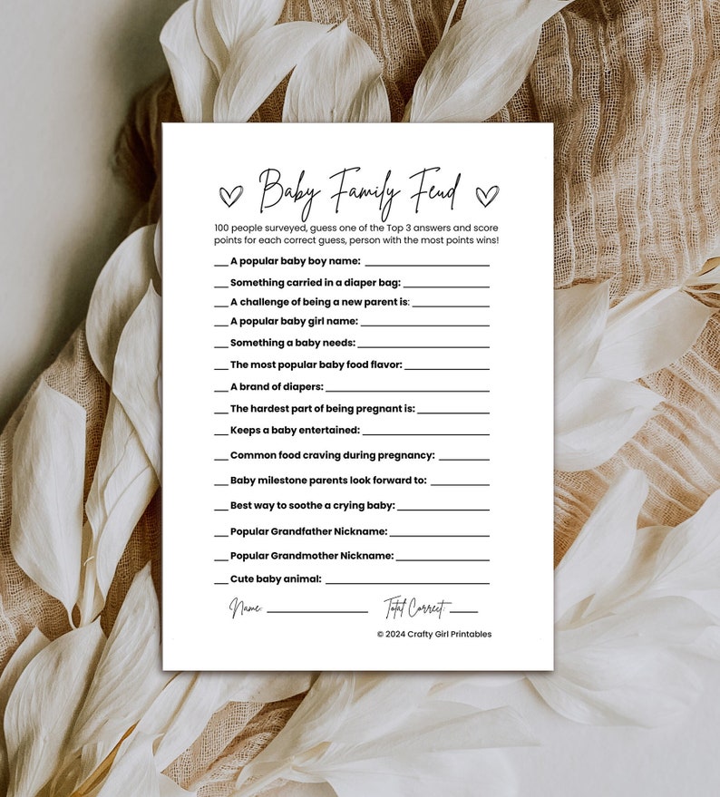 30 PCS Cute Bear Baby Shower Game Cards - Family Feud Style Trivia For Boy Or Girl Parties