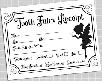 PRINTABLE Tooth Fairy Letter Receipt | Tooth Fairy Digital Download | 8.5x11 Instant Download | Includes 3 colors Black Blue Pink