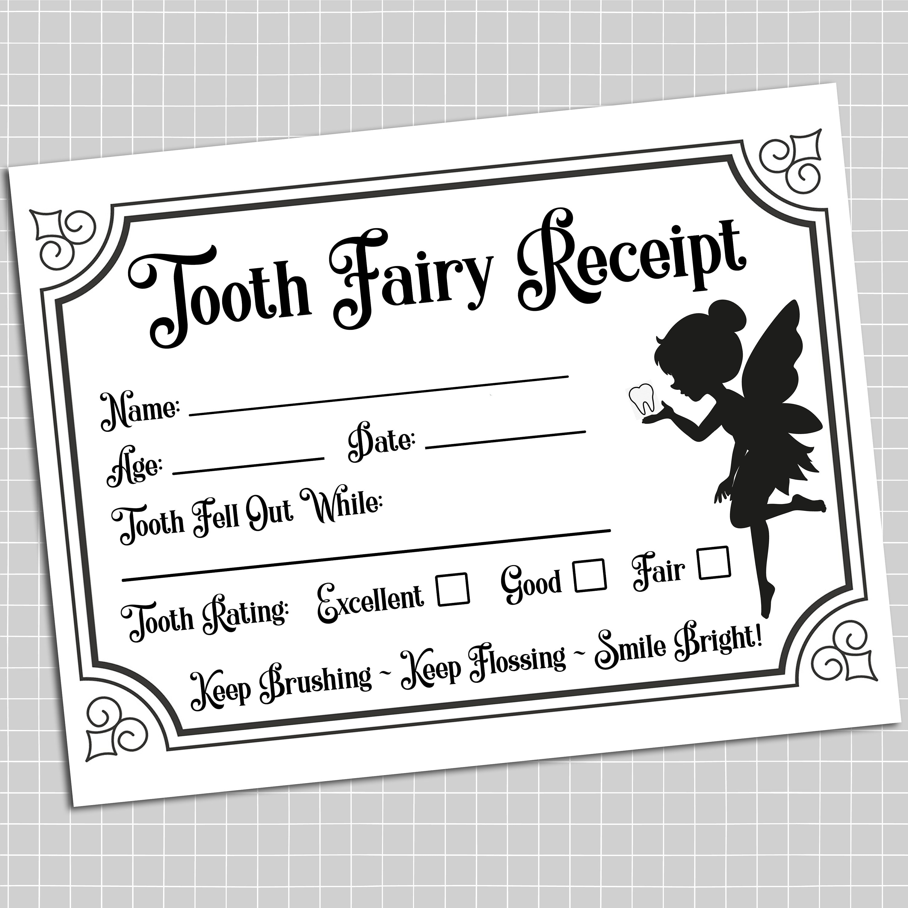Coolleya Tooth Fairy Certificate 20-Pack Size 3 x 4 Inches Tooth Fairy Receipts 
