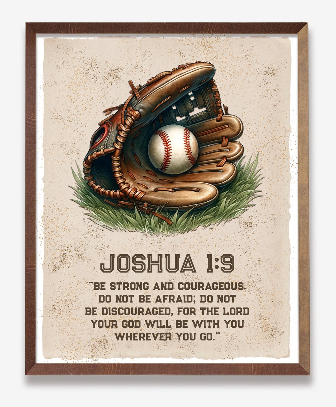 Christian Baseball Decor PRINTABLE | Baseball Bible Verse Frame Joshua ...