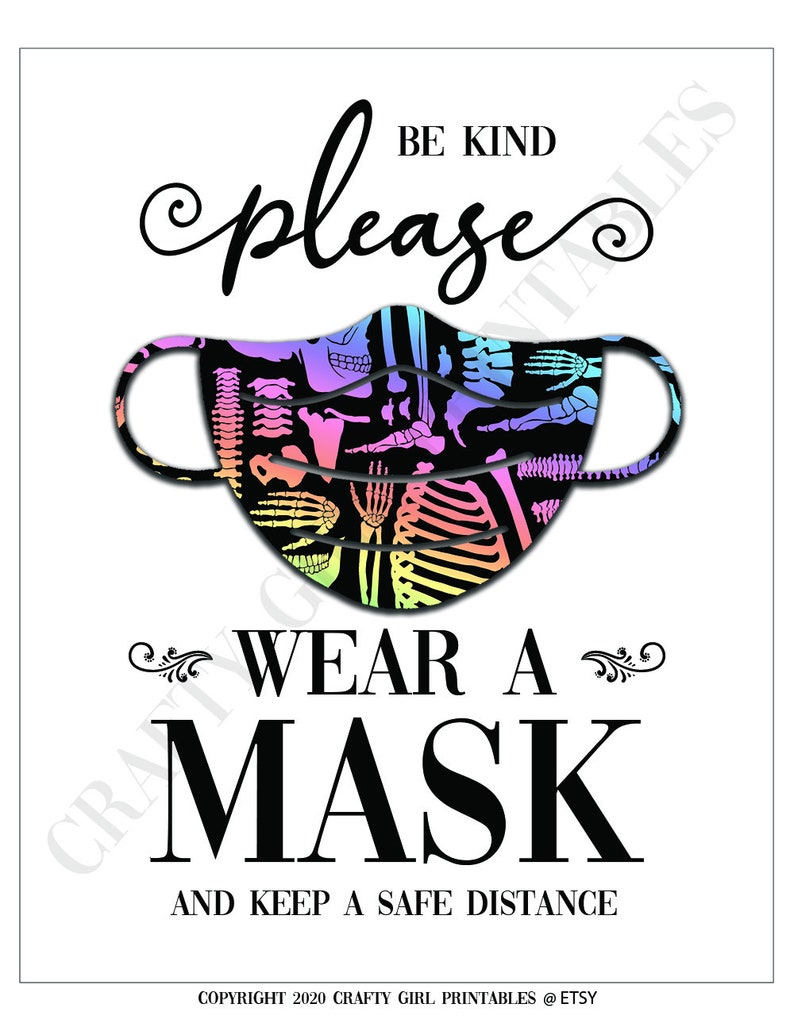 Please Wear A Mask PRINTABLE Sign Social Distancing Sign Etsy