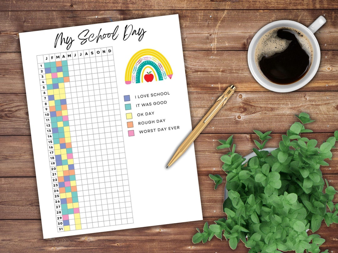 School Routine Tracker My School Day How Was School Tracker Printable Journal Planner Page ...