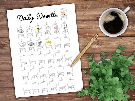 Daily Doodle Printable Journal Planner Page Drawing Journal Page Doodle Challenge Fun Trackers 8.5x11 A4 Art Craft Book Doodle Of The Day